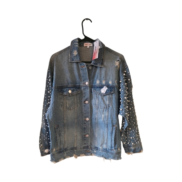 Sunset & Spring Embellished Distressed Denim Jacket Size S - Picture 2 of 2